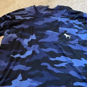 Pink Long Sleeve Blue Camo Shirt Size XL